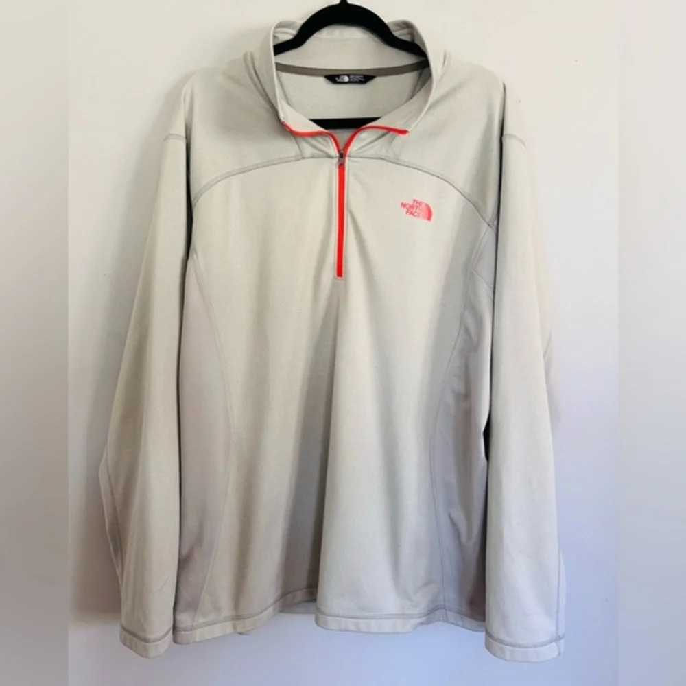 The North Face 1/4 Zip Pullover XXL Gray Neon Logo Fleece Hiking Outdoors